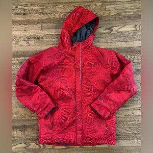 Columbia Omni Heat Winter Coat Jacket Hood Insulated Red Print L